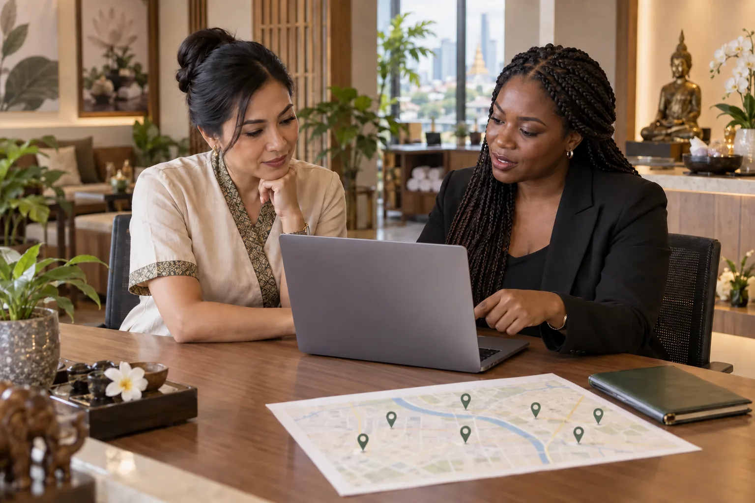 The owner and operations lead review anonymous feedback before deciding what system to build next.